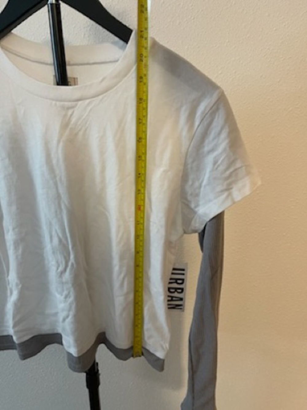 NWT Urban Outfitters Layered-Look White & Gray Long Sleeve Tee small - Picture 2 of 6